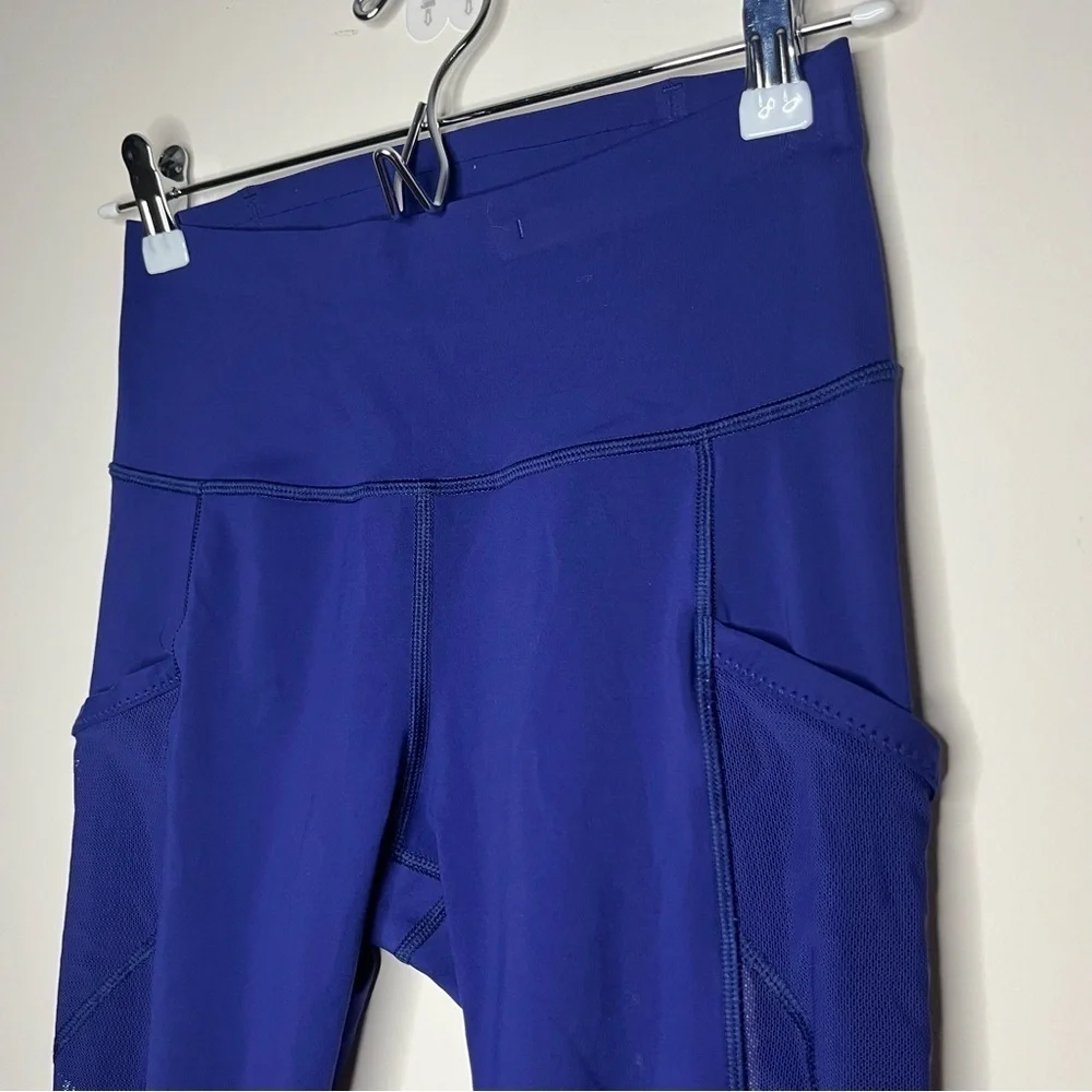 LULULEMON Fast As Light Emperor Blue Mesh Pockets Luxtreme Cropped Leggings